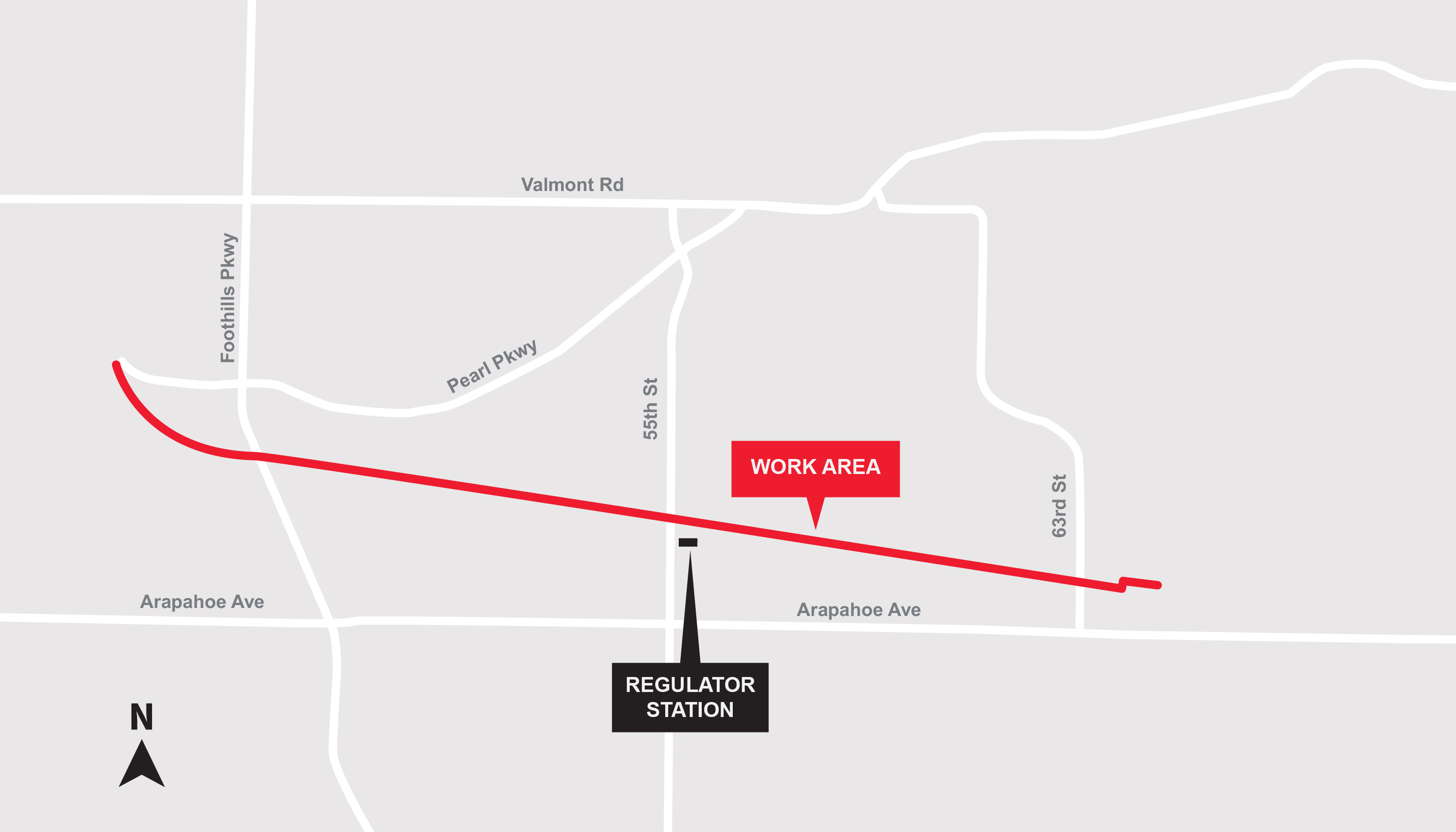 Project area runs north of Arapahoe Avenue between Foothills Parkway and 63rd Street